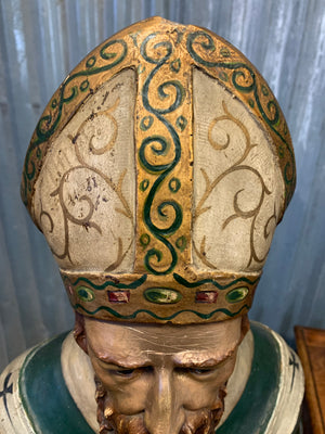 A large 19th Century plaster statue of St Patrick