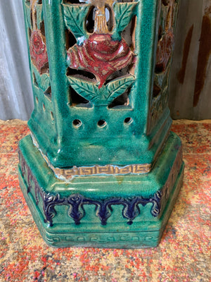 A large Chinese green glaze clay jardiniere