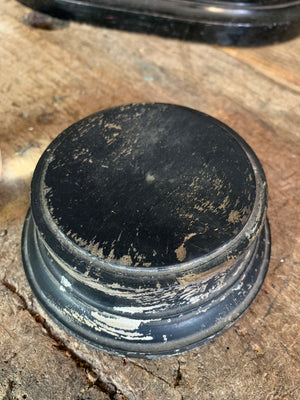 A Victorian crystal ball with box and stand