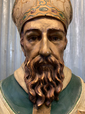 A large 19th Century plaster statue of St Patrick