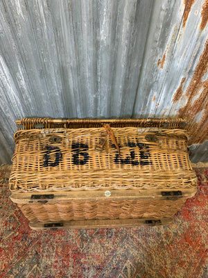 A Victorian wicker laundry basket on castors ~ A