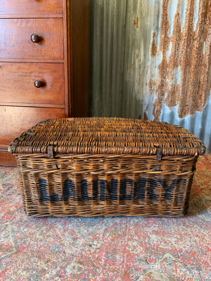 A Victorian wicker laundry basket