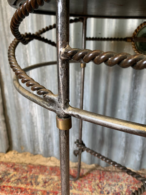 An oval rope style Hollywood Regency side table