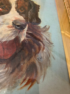 A 19th Century oil painting of a St. Bernard dog