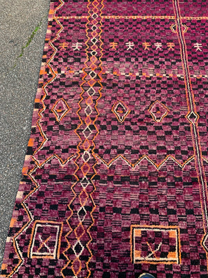 A very large purple ground Berber rug ~ 415cm or 14ft