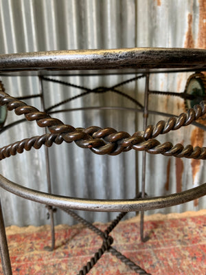 An oval rope style Hollywood Regency side table