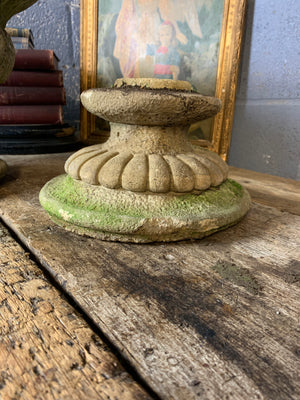 A pair of large cast stone gadrooned urns