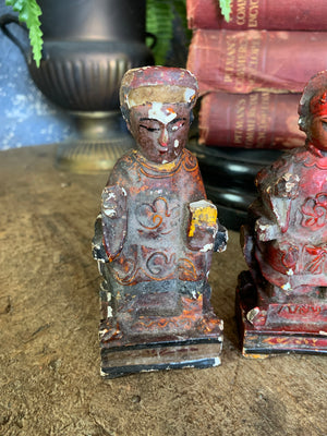 A group of four Chinese carved wood and gesso figures