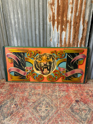 A hand-painted fairground panel depicting a tiger ~ A