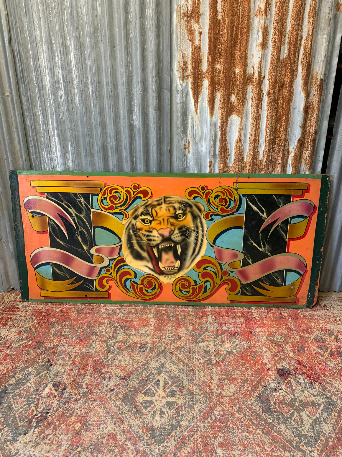 A hand-painted fairground panel depicting a tiger ~ A