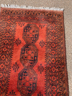 A red orange ground Persian carpet rug ~ 161cm x 101cm