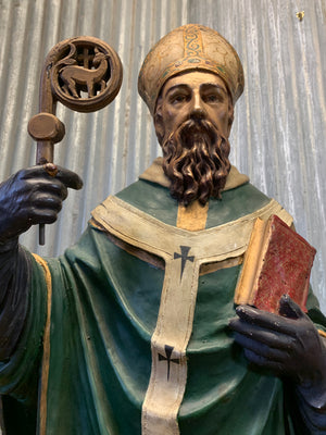 A large 19th Century plaster statue of St Patrick