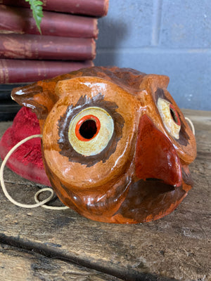 A Ukrainian papier-mâché mask of an owl