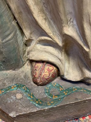 A large 19th Century plaster statue of St Patrick