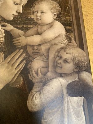 A framed Victorian print of Filippo Lippi’s Madonna and Child