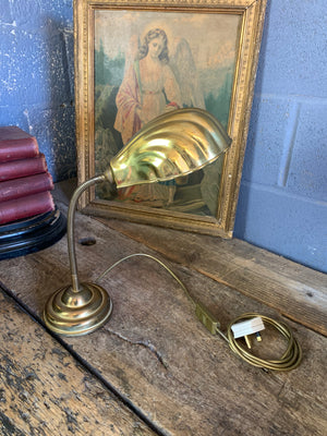 A brass Art Deco gooseneck desk lamp