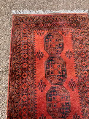 A red orange ground Persian carpet rug ~ 161cm x 101cm