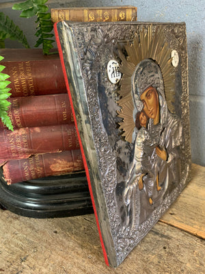 A hand painted Madonna and child icon