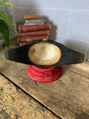 A Royal Navy bicorn hat in monogrammed tin