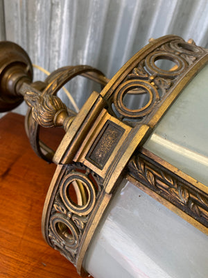 A bronze and glass hall lantern