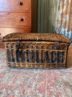 A Victorian wicker laundry basket