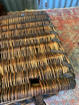 A Victorian wicker laundry basket