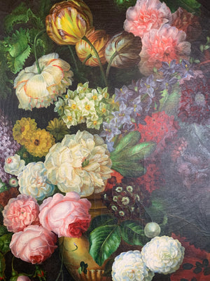A large original Dutch school floral oil on canvas