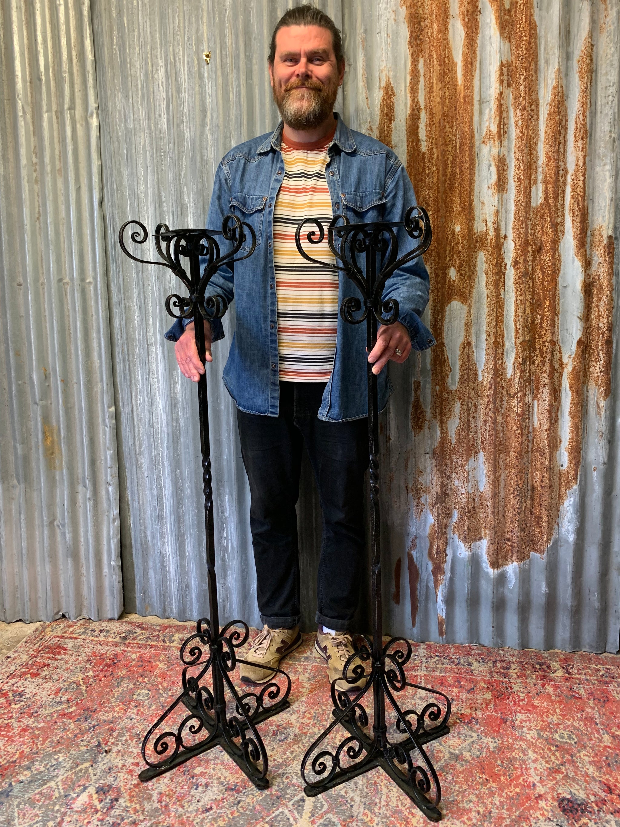 A pair of wrought iron Gothic candlesticks - Belle and Beast Emporium