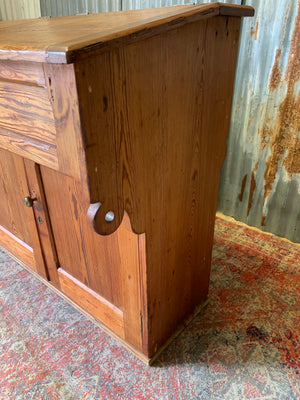 A pine double lectern standing desk