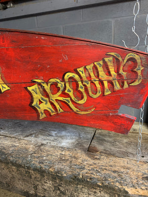 A hand-painted fairground panel ‘The Scariest Show Around’