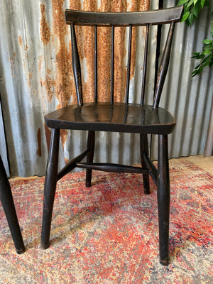A pair of 1950s original FDB Møbler Poul M. Volther J46 spindle dining chairs in black