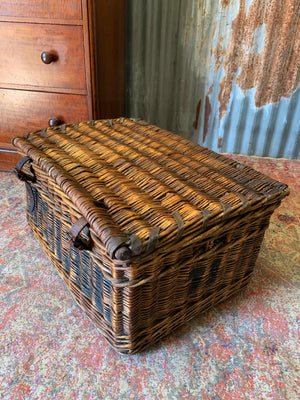 A Victorian wicker laundry basket