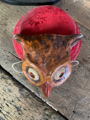 A Ukrainian papier-mâché mask of an owl