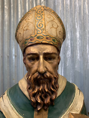 A large 19th Century plaster statue of St Patrick