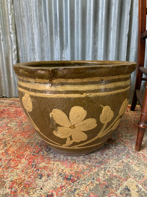 A pair of large glazed Chinese planters & one Dragon planter