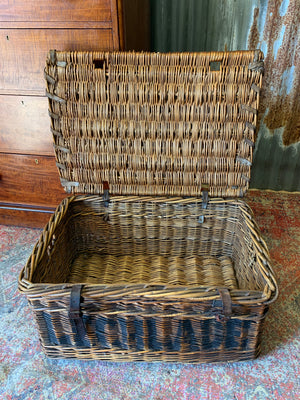A Victorian wicker laundry basket