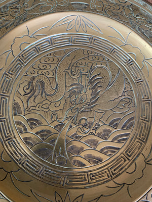 An Asian bronze Chinese dragon plate ~B