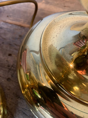 A pair of baluster form brass lamps