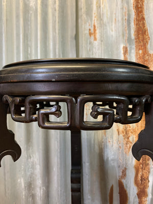 A Chinese black ebonised jardinière pedestal stand