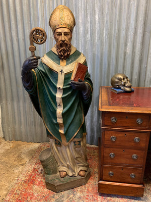 A large 19th Century plaster statue of St Patrick