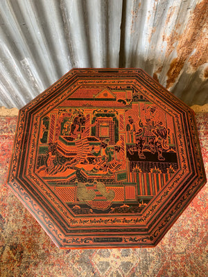 A Burmese octagonal carved table