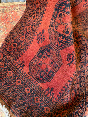 A red orange ground Persian carpet rug ~ 161cm x 101cm