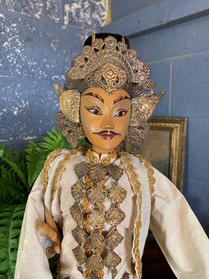 A pair of wooden Balinese marionettes