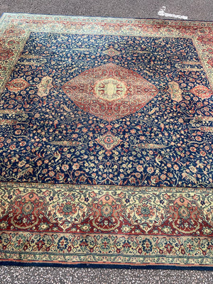 A Persian "Paradise Park" square rug 9ft/275cm