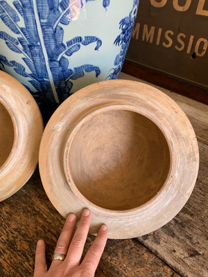 A pair of very large blue and white ginger jars