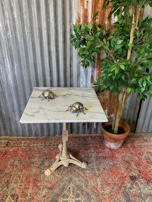 A white marble bistro table with cast iron base ~ multiples available