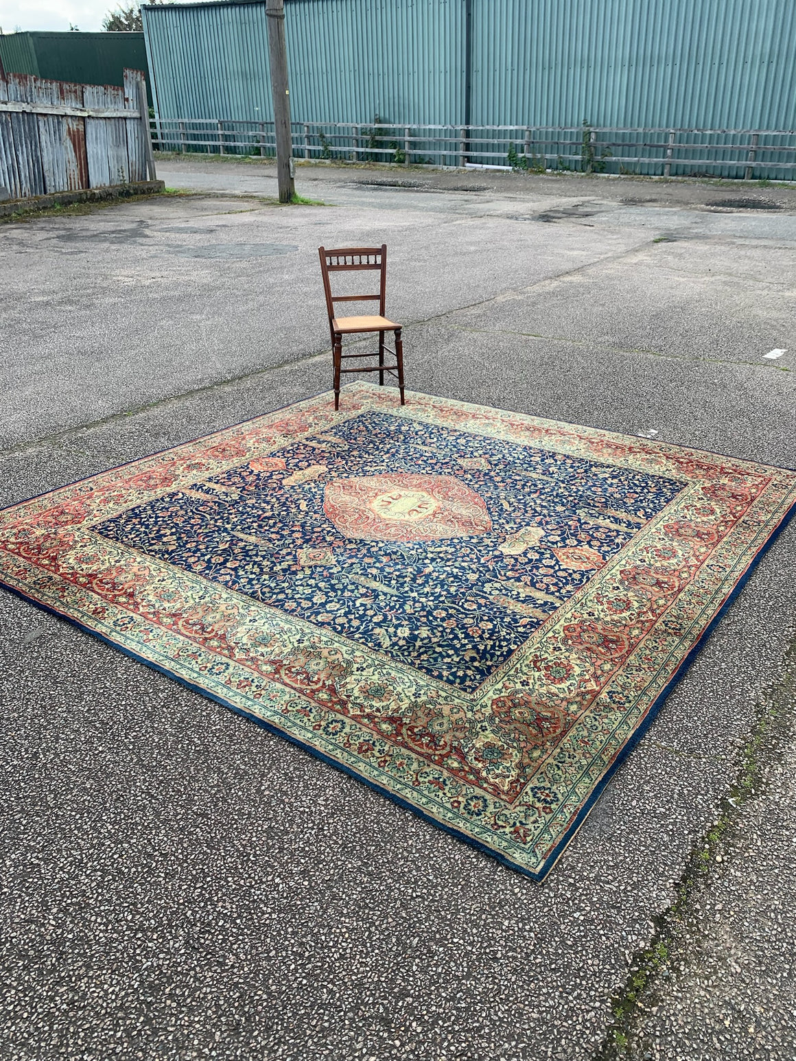 A Persian "Paradise Park" square rug 9ft/275cm