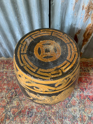 A Chinese terracotta garden barrel stool