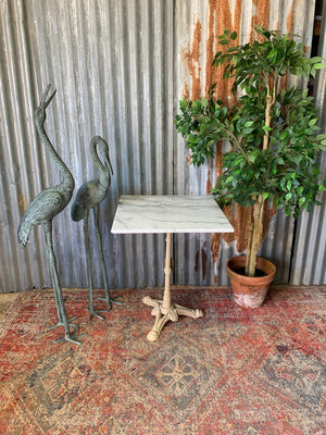 A white marble bistro table with cast iron base ~ multiples available