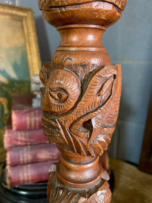 A Chinese carved wooden dragon table lamp